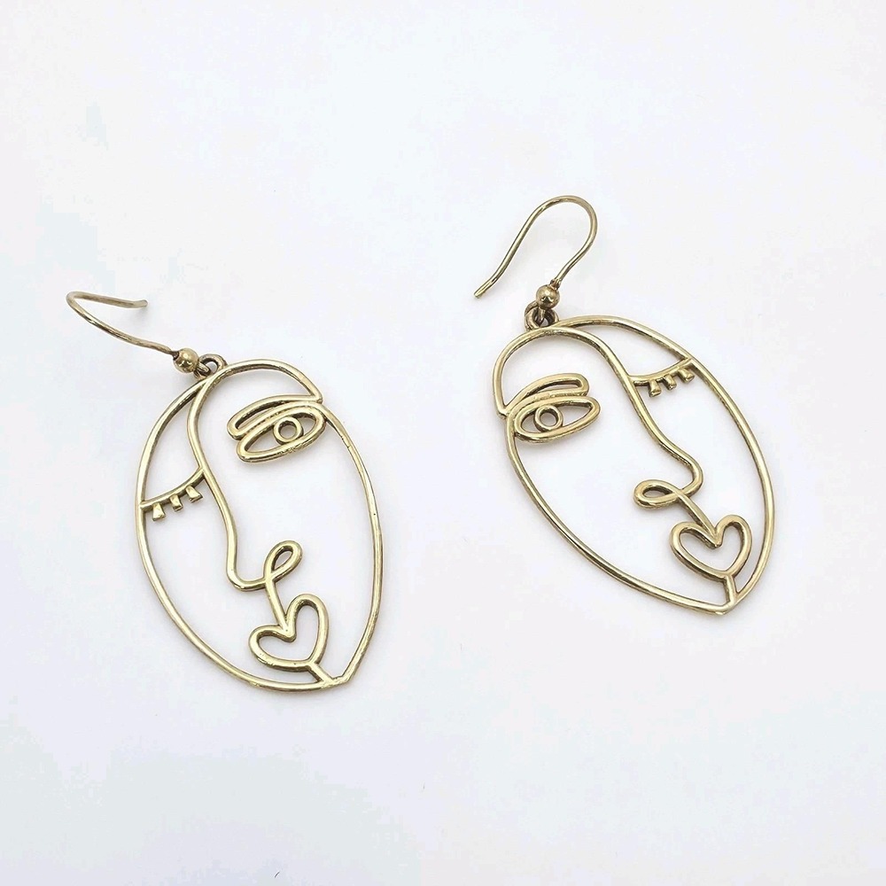 DYADEMA Picasso Earrings 18k Gold 925 Sterling Silver Modernist Abstract Dangle